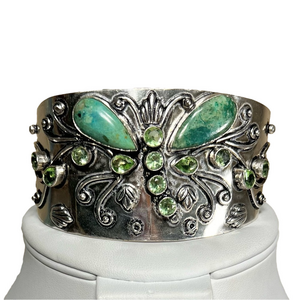 Vintage Style 925 Amazonite Gemstone Bangle Bracelet